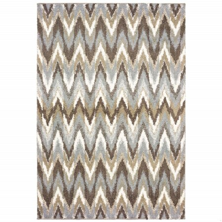 Homeroots 5 x 8 ft. Gray & Taupe Ikat Pattern Area Rug 388846